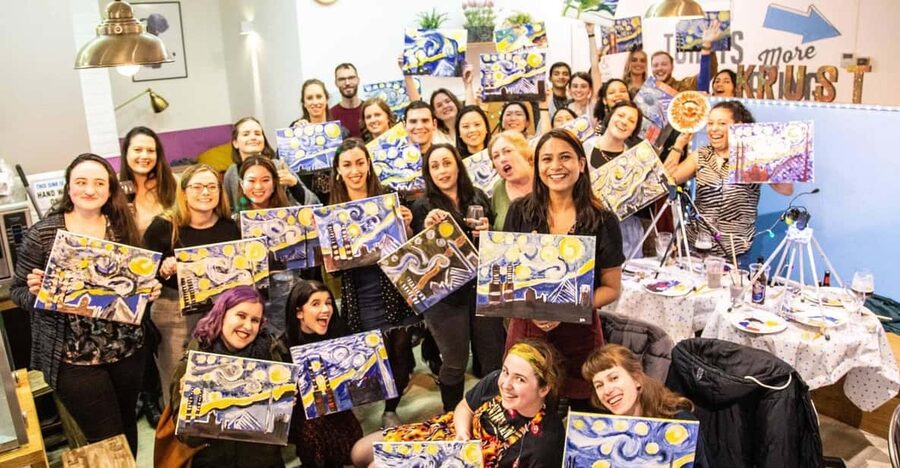 Dublin: Drinking and Painting Party with Art Instructor - Getting started with a blank canvas