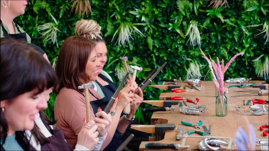 Dublin: Forge a Silver Ring Workshop on George's Street - Shaping the ring with a mallet